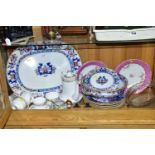 A GROUP OF MINTONS LATE 19TH CENTURY DINNER WARE, pattern number 8667 blue and red floral border