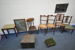 A SELECTION OF OCCASIONAL FURNITURE, to include five various chair that's mainly Edwardian, a