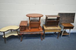 A SELECTION OF OCCASIONAL FURNITURE, to include a hardwood oriental telephone table, painted