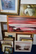 A SMALL QUANTITY OF PAINTINGS AND PRINTS ETC to include an oil on canvas Hong Kong scene signed