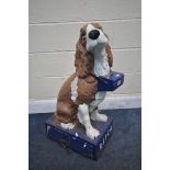 A VINTAGE RSPCA CHARITY COLLECTION BOX, of a seated dog, height 85cm (condition:-distressed