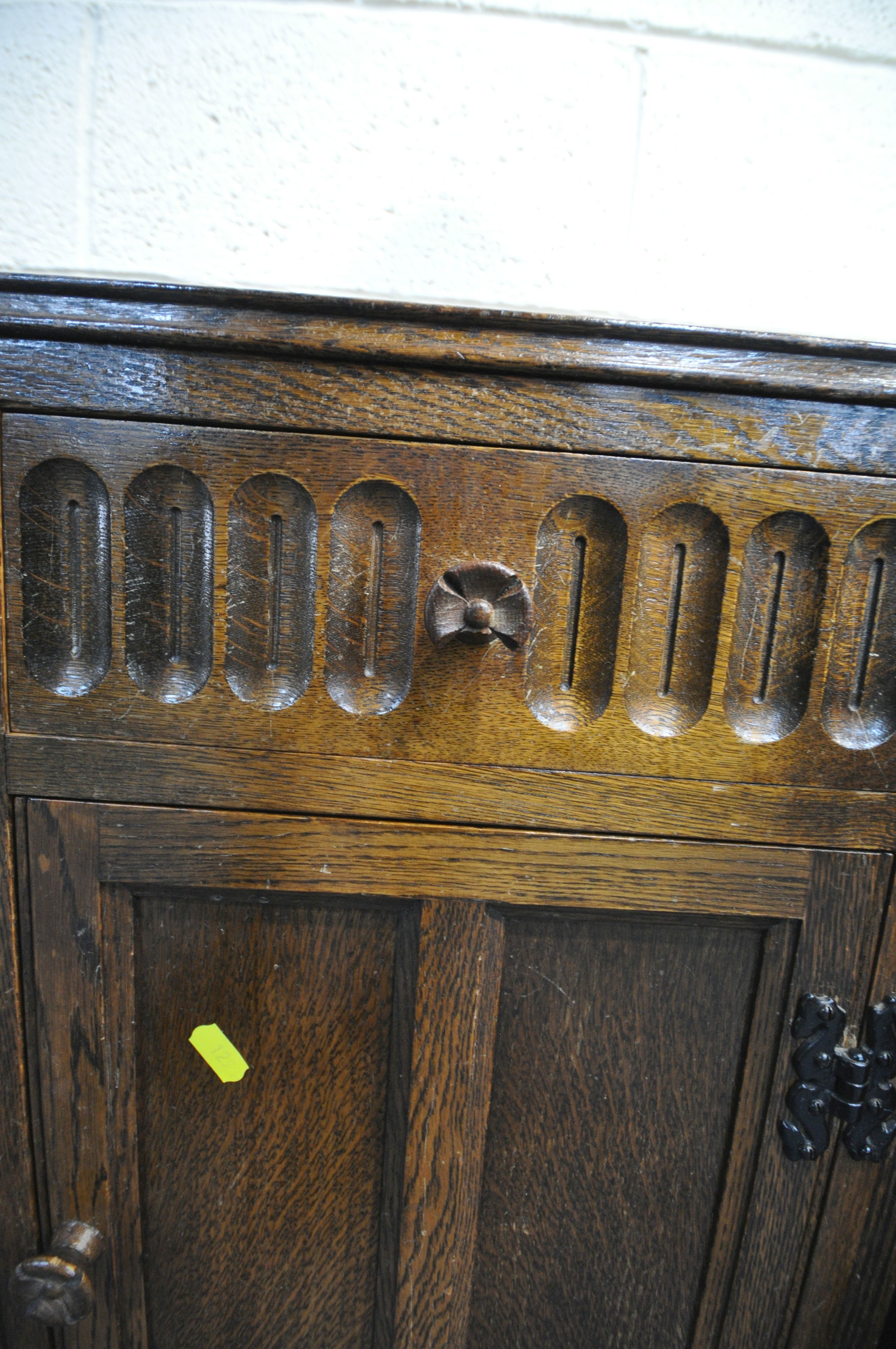 A 20TH CENTURY OAK BLANKET CHEST, the hinged lid with a later added top, width 90cm x depth 49cm x - Image 2 of 5