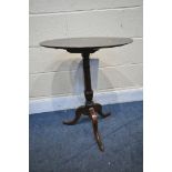 A GEORGIAN AND LATER MAHOGANY OVAL TRIPOD TABLE, width 56cm x depth 41cm x height 67cm (condition:-