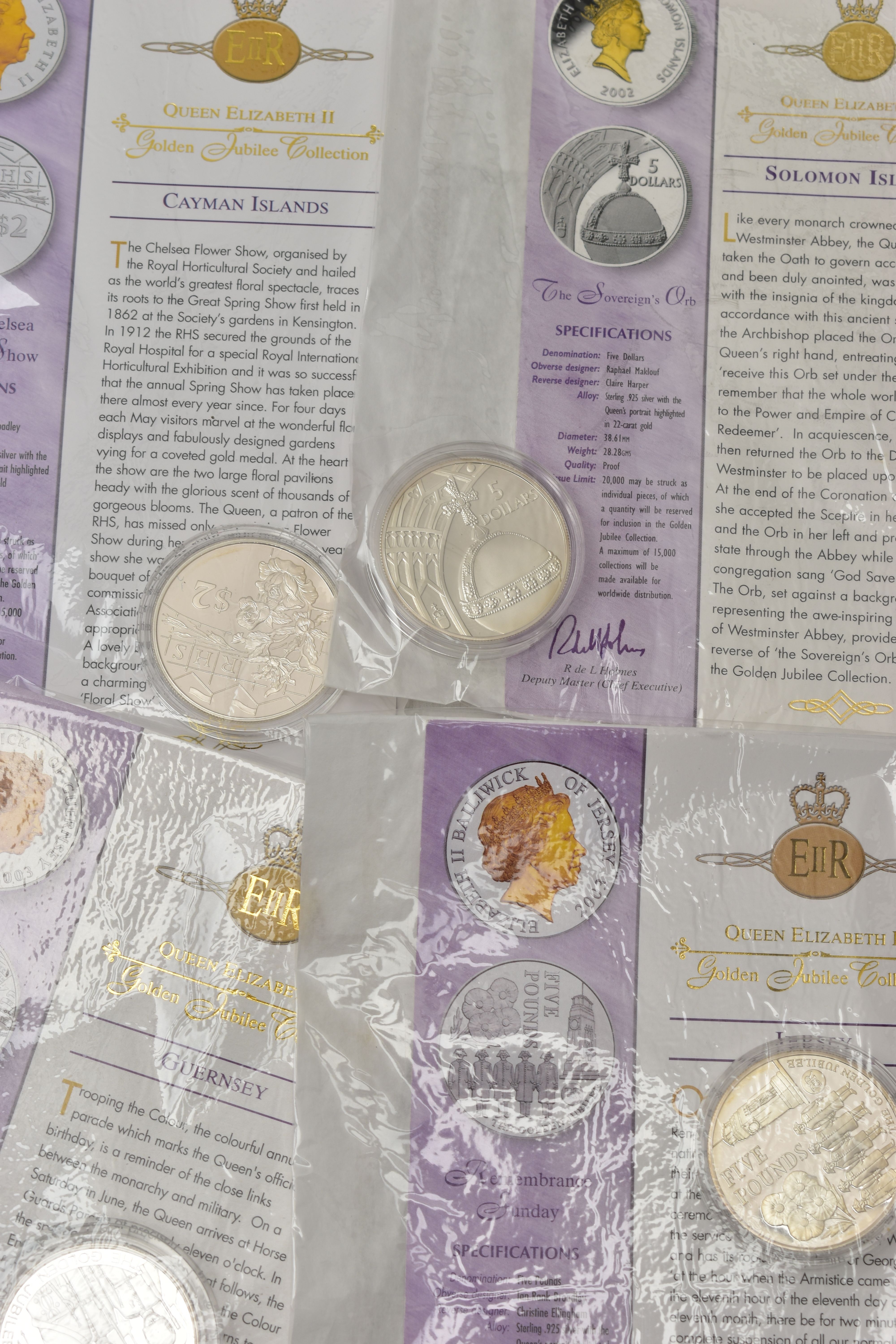 A QUANTITY OF ROYAL MINT PROOF CROWN SIZE COINS QUEEN ELIZABETH II GOLDEN JUBILEE COLLECTION WITH - Image 7 of 11