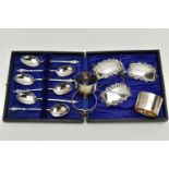 A SMALL PARCEL OF 20TH CENTURY SILVER, comprising a George V cased set of six apostle top teaspoons,