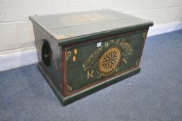 A LATE 20TH CENTURY PAINTED PINE BLANKET CHEST, reading Captain William S Bowman for the Royal navy,