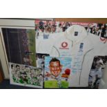 ENGLAND 2005 ASHES CRICKET MEMORABILIA, comprising a life size box canvas photograph of a players