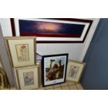 A SMALL GROUP OF DECORATIVE PRINTS ETC, comprising a Laurence Coulson limited edition print 'Vivid