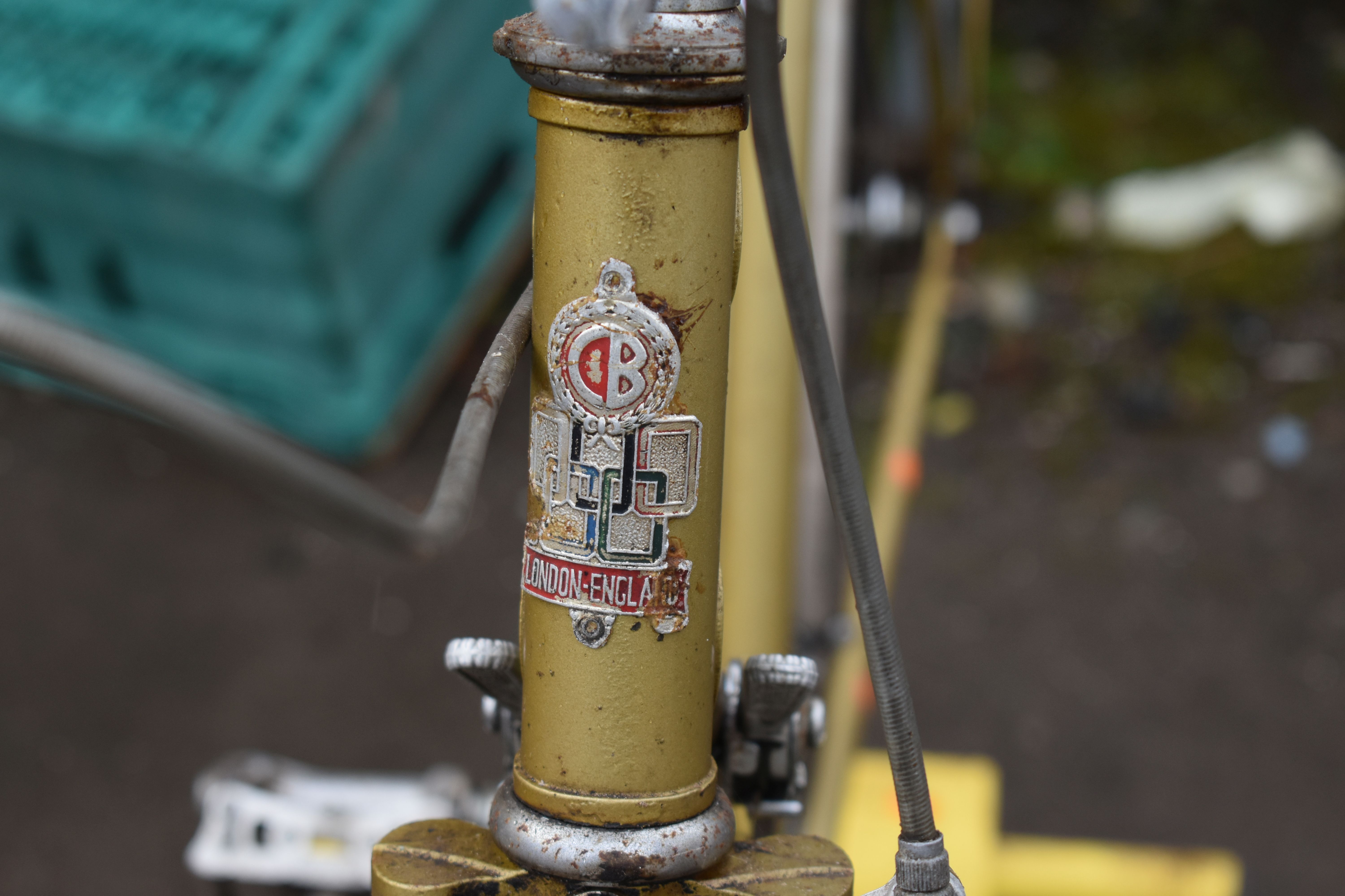 A VINTAGE RACING BIKE STAMPED C.B. LONDON TO FRONT BADGE mounted to an Ultech static frame, front - Image 2 of 3