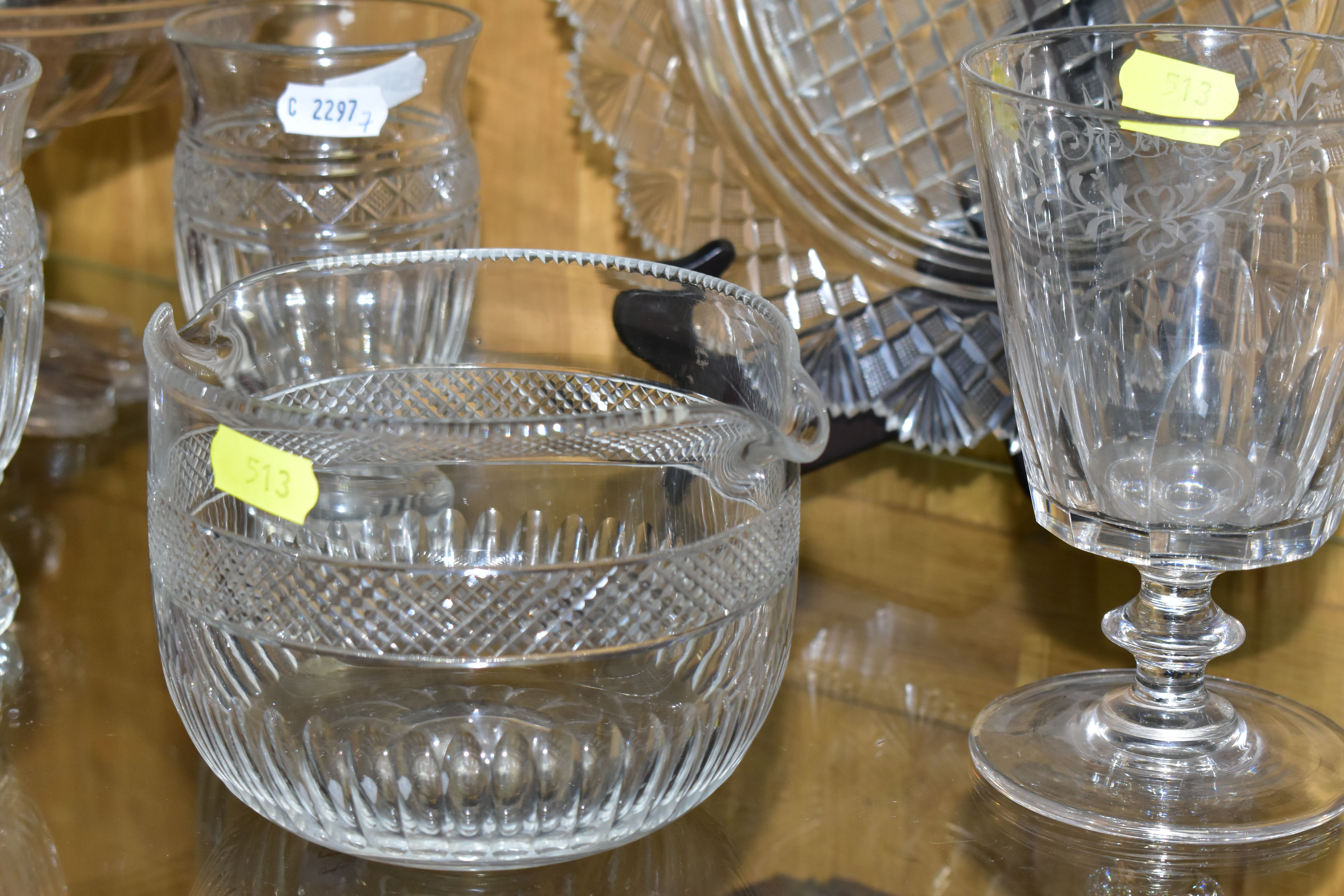 TWELVE PIECES OF 19TH AND 20TH CENTURY CUT GLASS TABLE AND STEMWARE, comprising a set of three water - Image 4 of 5