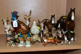A QUANTITY OF BESWICK ANIMAL FIGURES, comprising a large Pheasant impressed 1225 mark to base, a