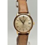 A GENTS 9CT GOLD 'OMEGA AUTOMATIC SEAMASTER' WRISTWATCH, round champagne dial signed 'Omega