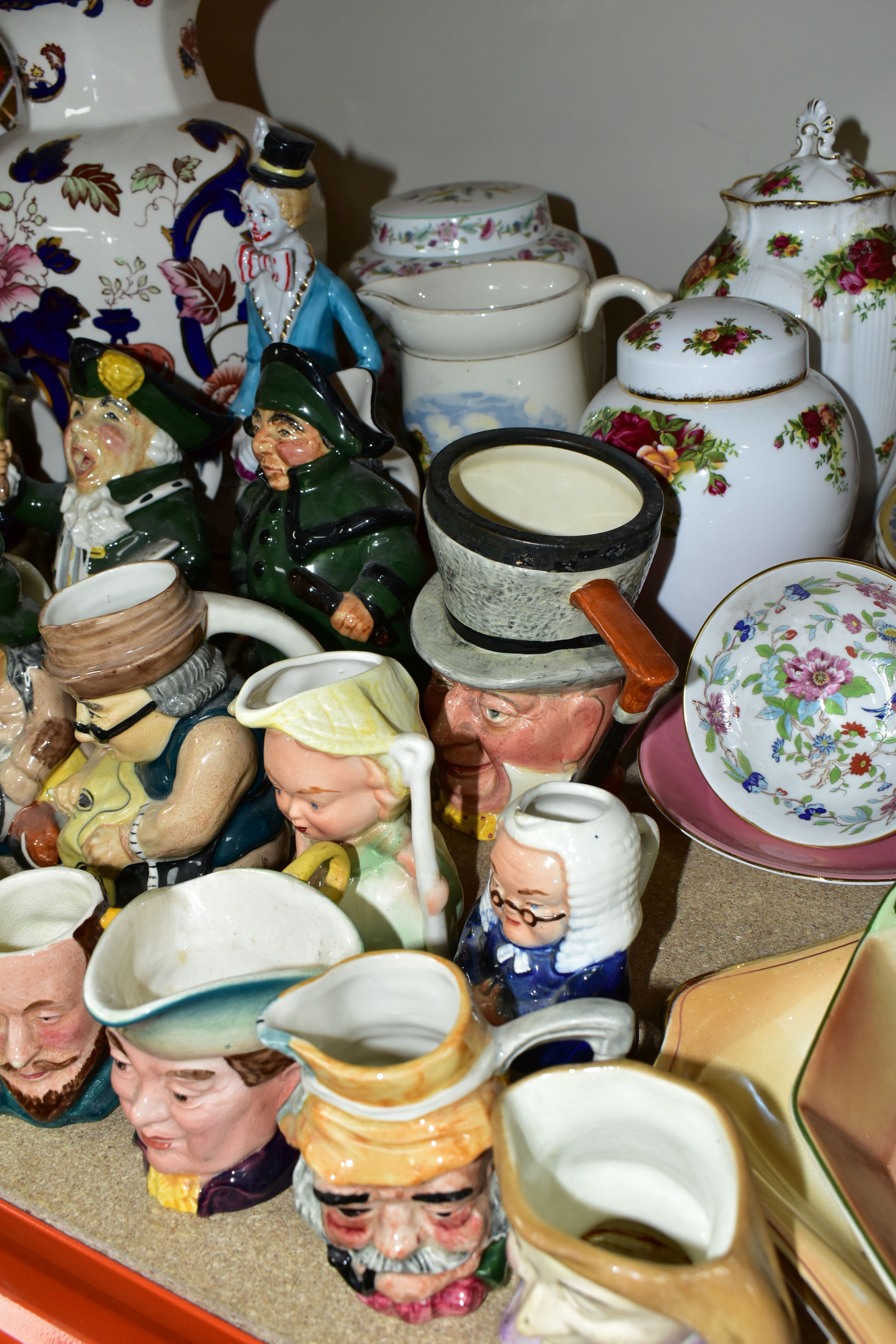 A LARGE COLLECTION OF TOBY JUGS, CHARACTER JUGS, VASES AND CABINET PLATES, comprising a set of six - Image 4 of 10