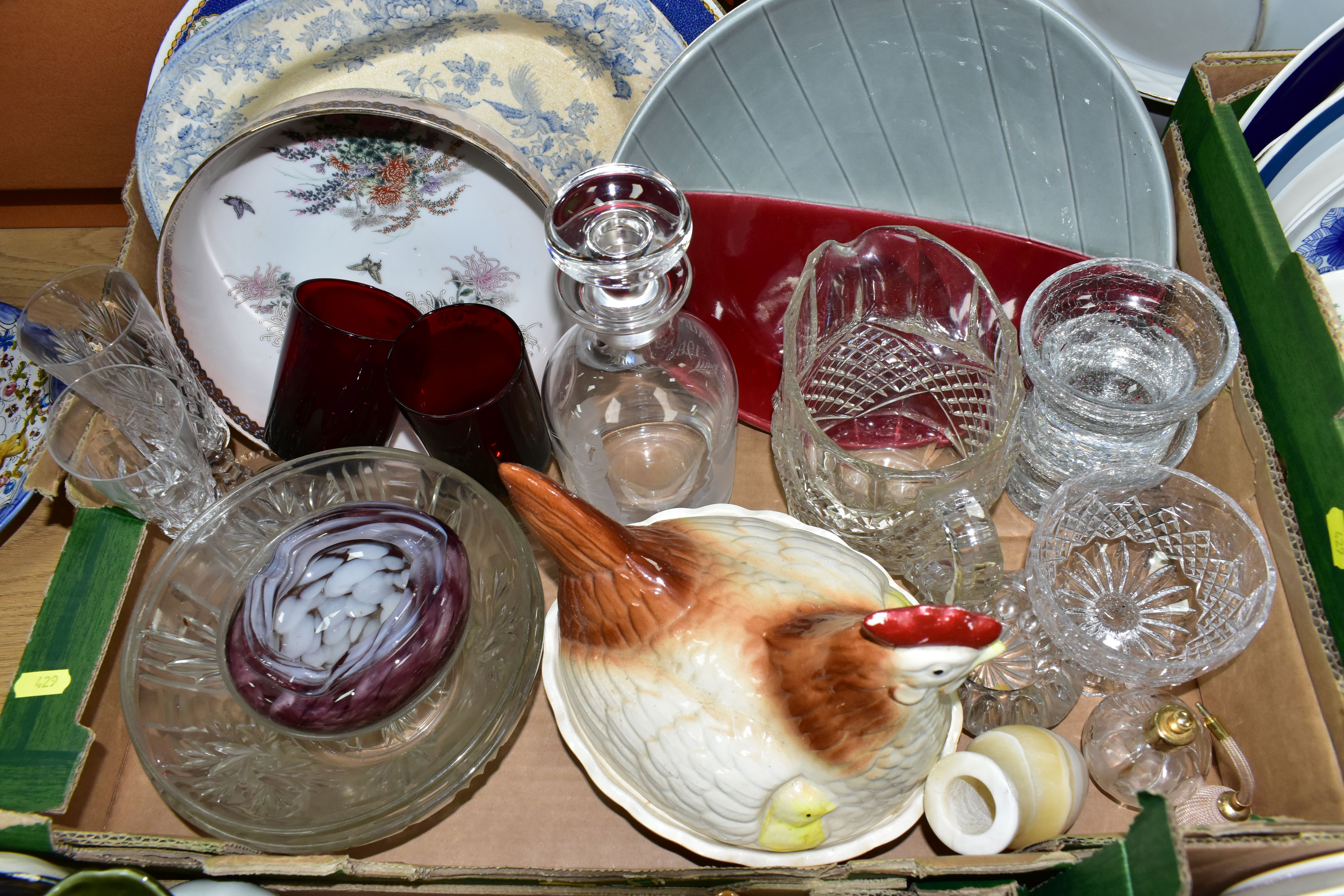 FOUR BOXES AND LOOSE CERAMICS AND GLASSWARES, to include a Portuguese soup tureen, ladle and - Image 5 of 8