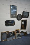 A SELECTION OF MIRRORS, of various styles, sizes and materials (12)