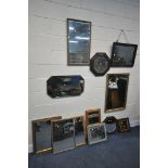 A SELECTION OF MIRRORS, of various styles, sizes and materials (12)