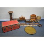 A SELECTION OF OCCASIONAL FURNITURE, to include a two sewing boxes with contents (one missing