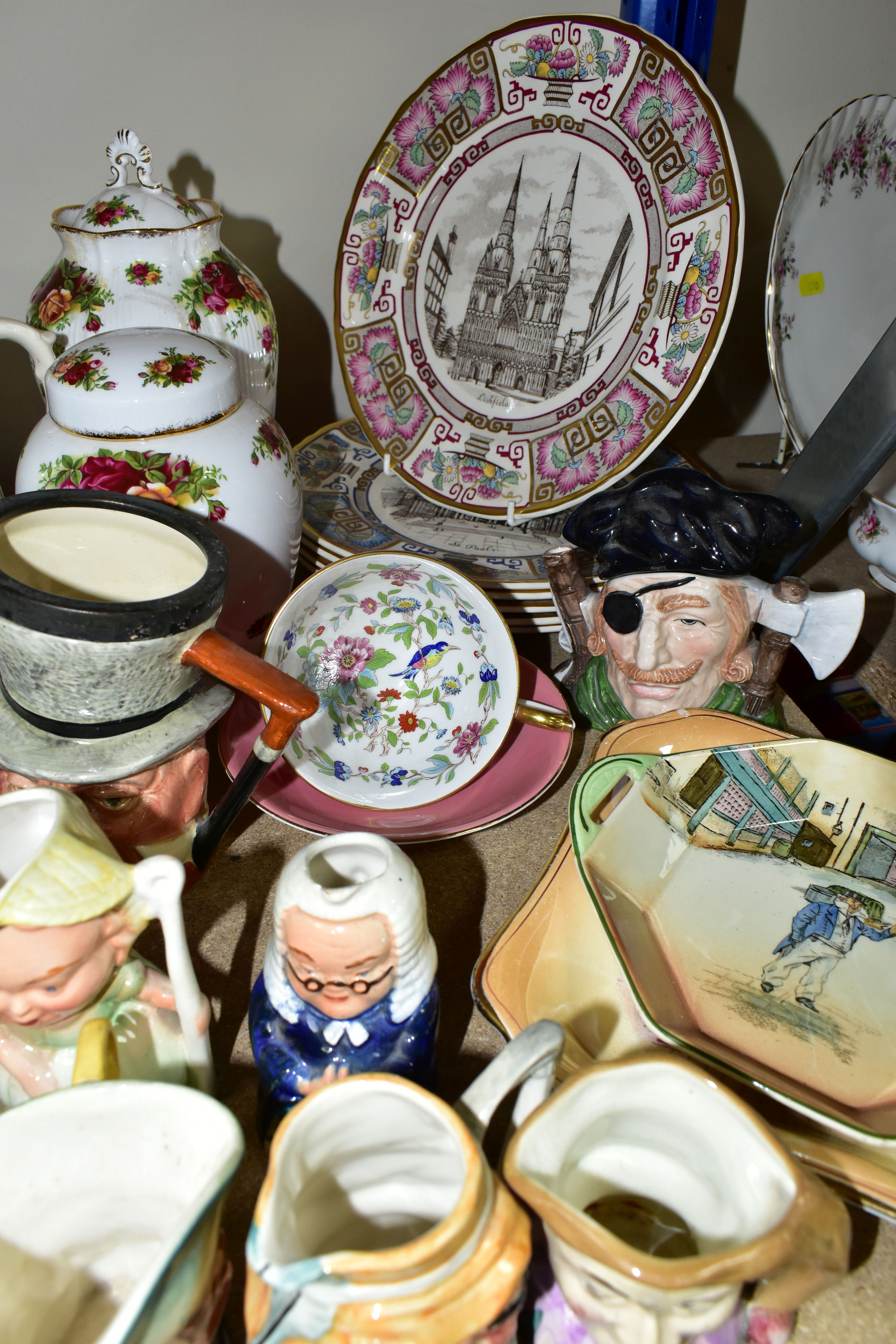 A LARGE COLLECTION OF TOBY JUGS, CHARACTER JUGS, VASES AND CABINET PLATES, comprising a set of six - Image 3 of 10