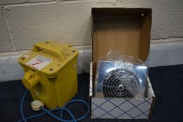 A EUROTRAN 068EP TRANSFORMER along with a Screwfix 6" extractor fan (boxed Unused)