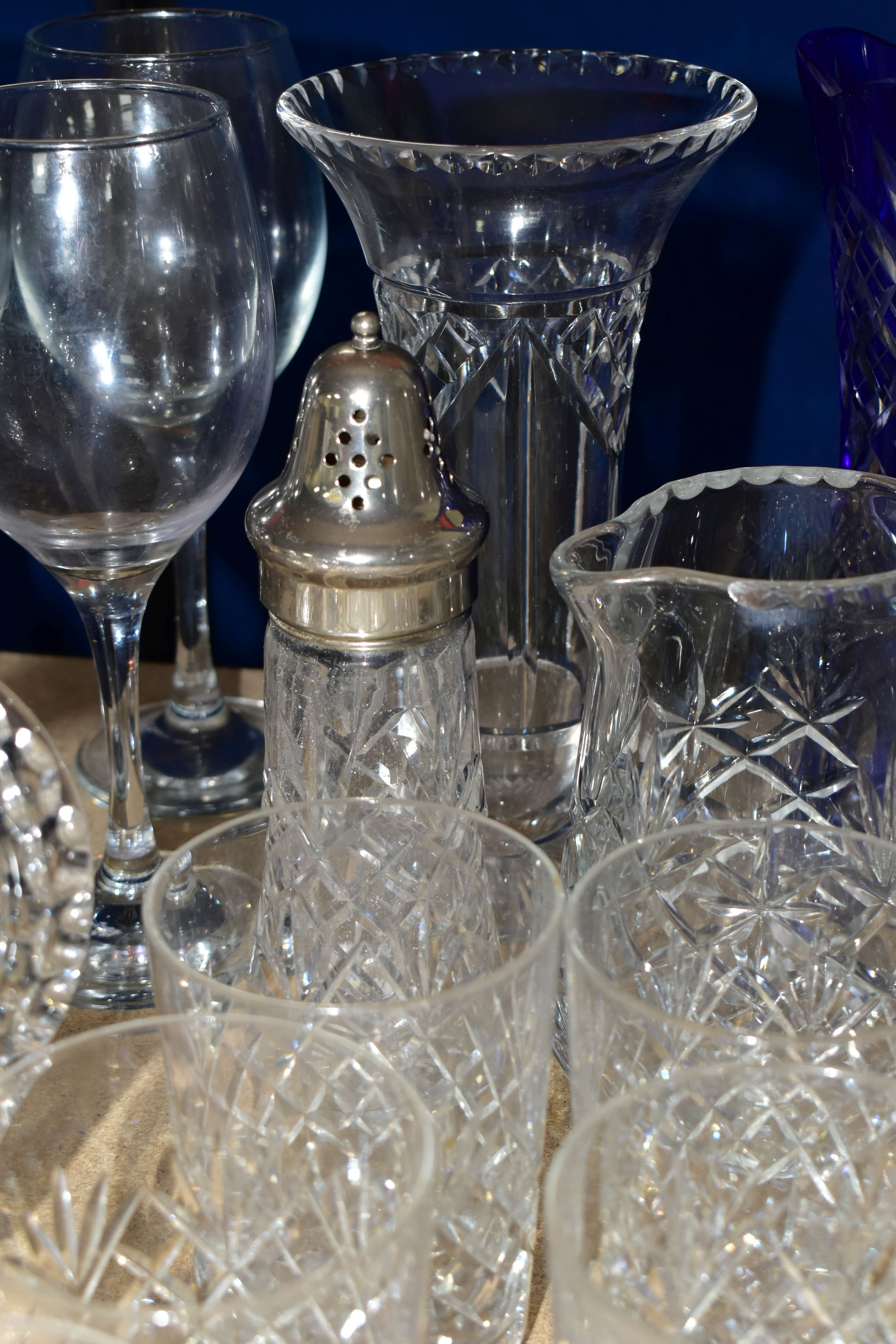 A GROUP OF CUT CRYSTAL AND OTHER GLASSWARES, over thirty pieces to include a set of four Waterford - Image 5 of 6