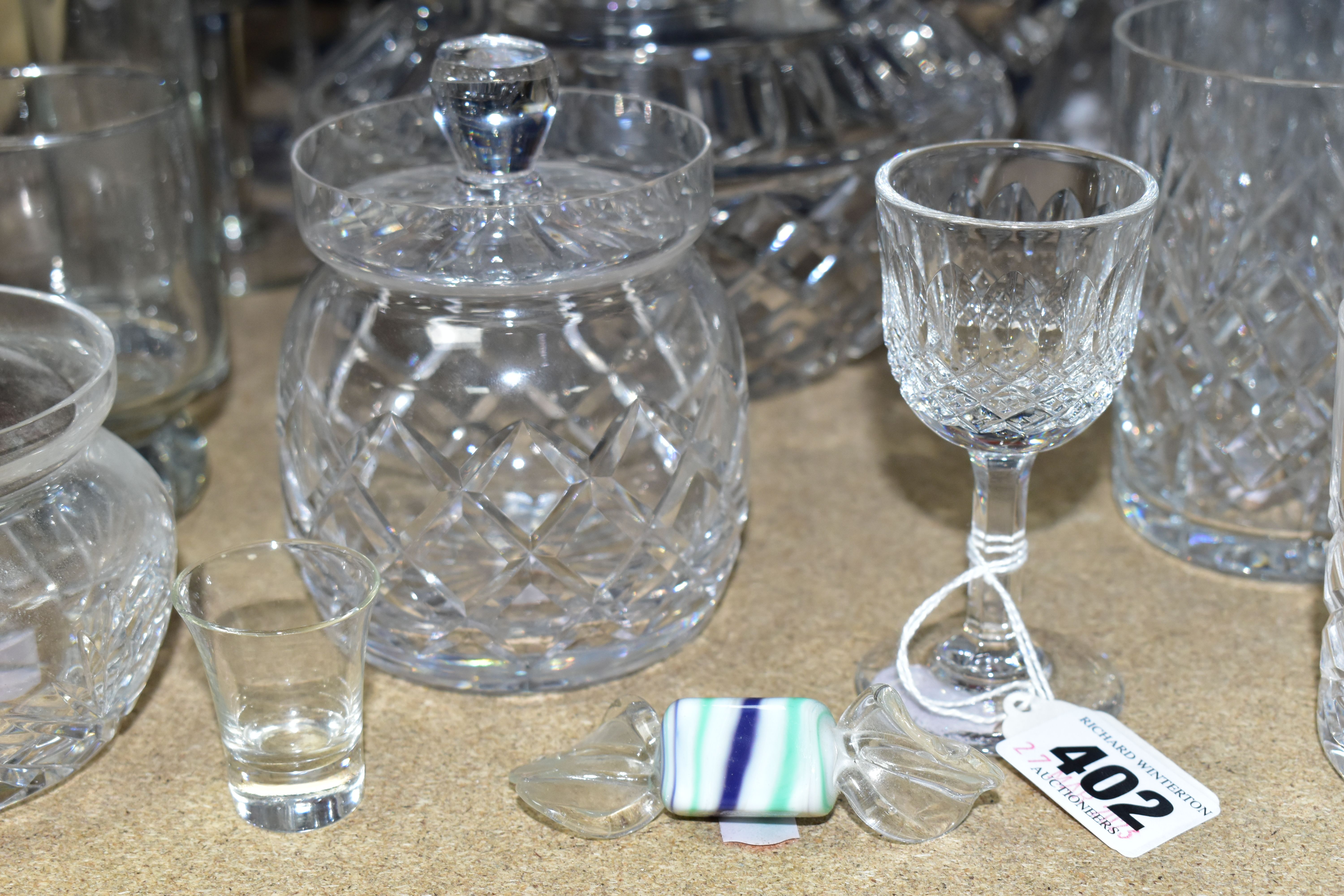A GROUP OF CUT CRYSTAL AND OTHER GLASSWARES, over thirty pieces to include a set of four Waterford - Image 3 of 6