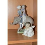 A BOXED LLADRO FIGURE GROUP AND A LLADRO FIGURE, comprising boxed 'Hindu Children' model no 5352,