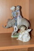 A BOXED LLADRO FIGURE GROUP AND A LLADRO FIGURE, comprising boxed 'Hindu Children' model no 5352,