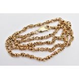 A 9CT GOLD FANCY LINK CHAIN NECKLACE, yellow gold chain, fitted with a lobster clasp, approximate