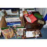TWO BOXES AND LOOSE SEWING MACHINE, ACCESSORIES, HABERDASHERY AND SEWING BOOKS, to include a