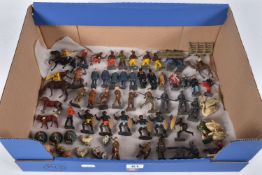 A QUANTITY OF ASSORTED HOLLOWCAST LEAD FIGURES, majority are Britains or John Hill & Co. figures, to