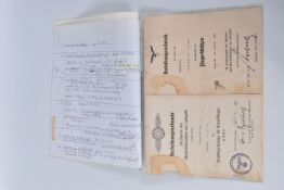 JOACHIM FINK , includes six documents for a Air Gunners Badge, Combat Clasp of Bombers Bronze and