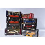 A COLLECTION OF ASSORTED BOXED 1:18 SCALE DIECAST SPORTS CAR MODELS, assorted models of British,