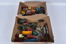 A QUANTITY OF UNBOXED AND ASSORTED PLAYWORN DIECAST VEHICLES, to include Dinky Supertoys Karrier B.