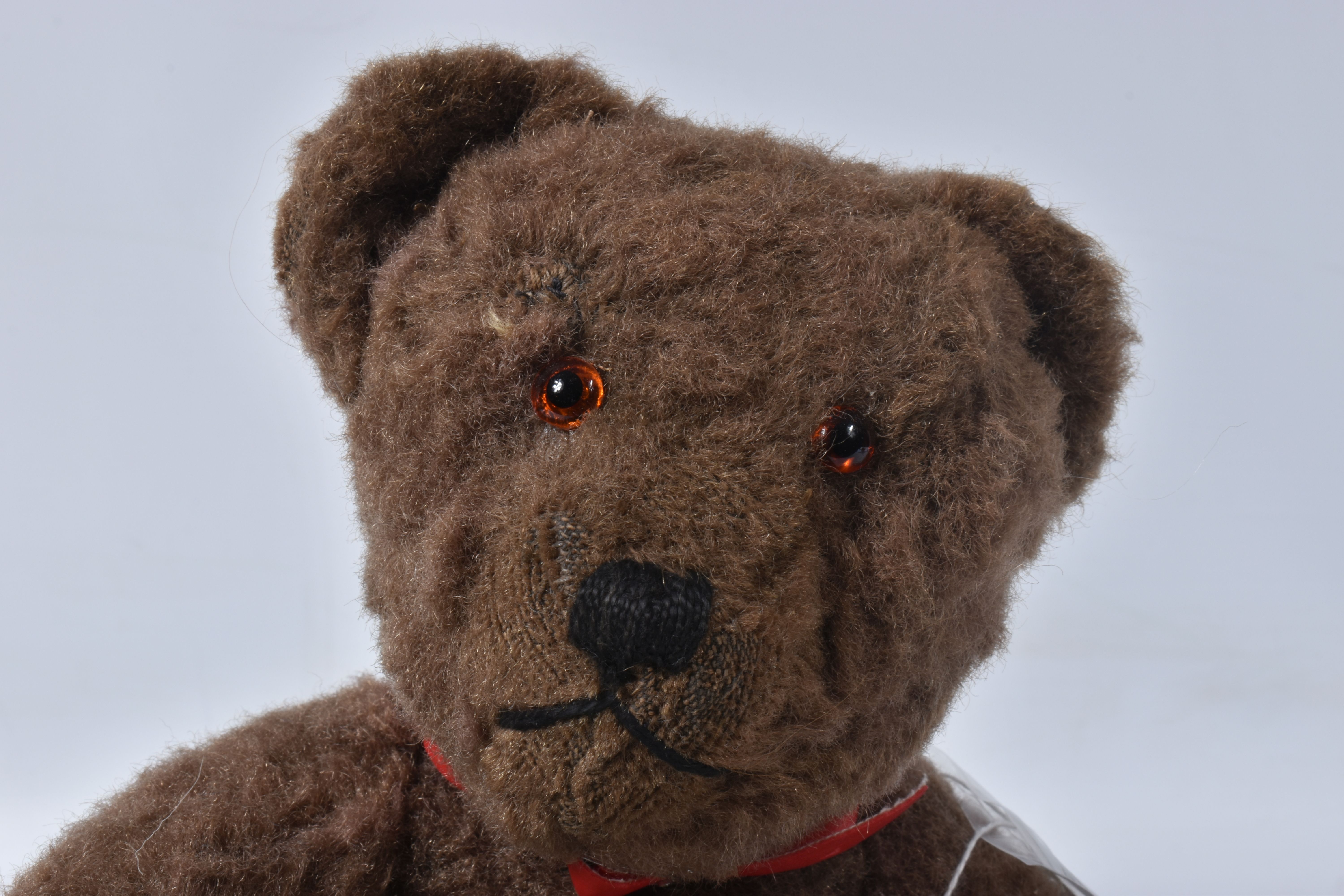 A BROWN WOOL TEDDY BEAR, c. 1950's possibly British or Australian, amber and black glass eyes, - Image 11 of 22