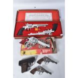 A BOXED CRESCENT MATCHING PAIR OF TEXAS PISTOLS CAP GUN SET, both appear complete and in very good