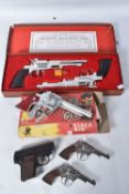 A BOXED CRESCENT MATCHING PAIR OF TEXAS PISTOLS CAP GUN SET, both appear complete and in very good