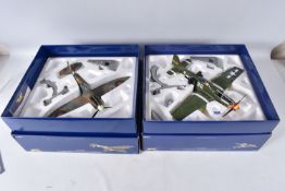 TWO BOXED CORGI CLASSICS THE AVIATION ARCHIVE WWII EUROPE AND AFRICA FIGHTER AIRCRAFT MODELS, both