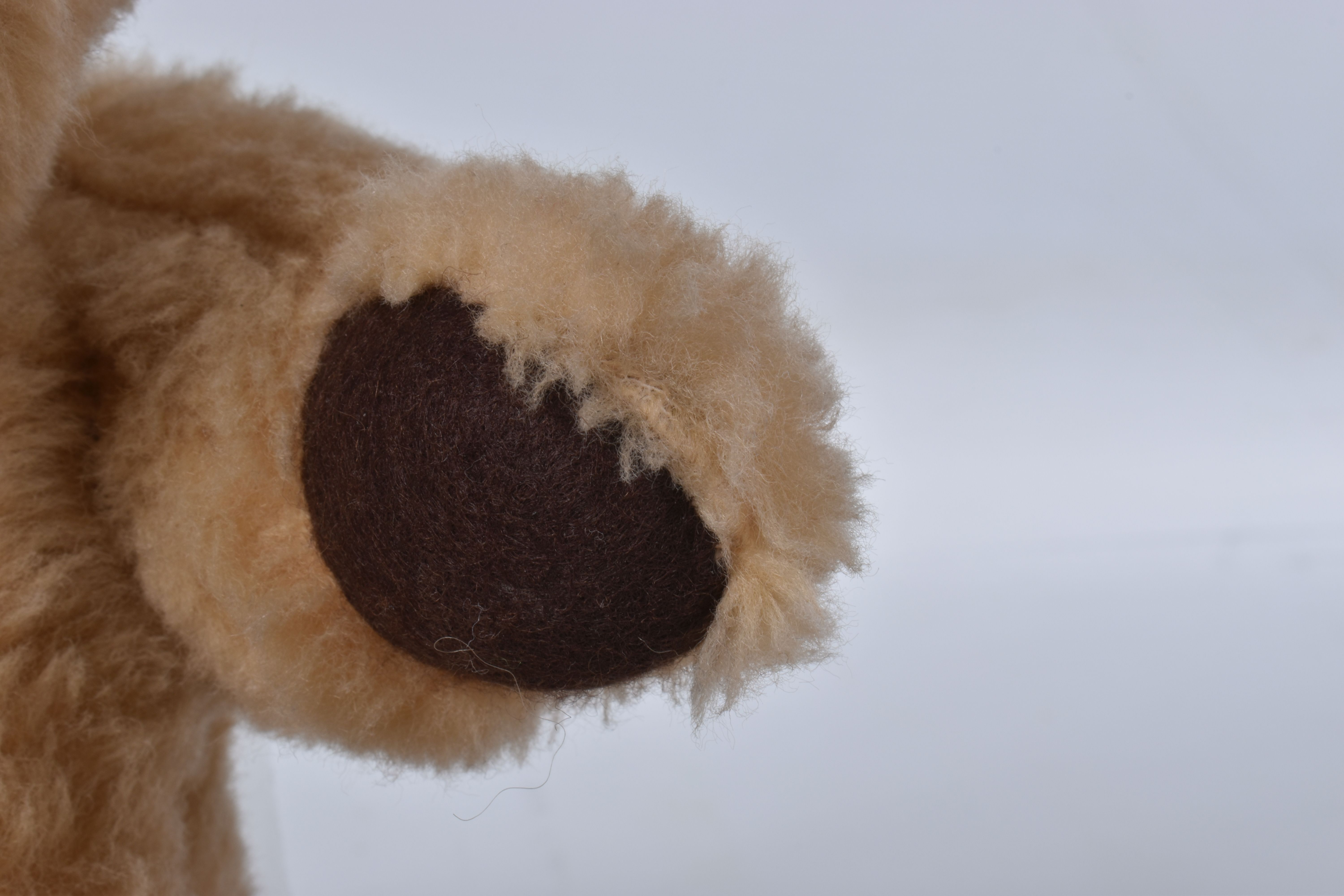 A BROWN WOOL TEDDY BEAR, c. 1950's possibly British or Australian, amber and black glass eyes, - Image 5 of 22