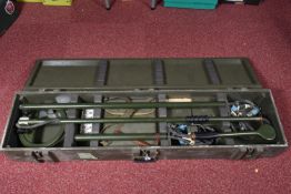 A FULLY CASED ORIGINAL BRITISH MINE DETECTOR WITH BATTERY PACK ETC, all complete named on case