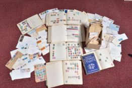 LARGE ACCUMULATION OF STAMPS LOOSE AND IN SEVEN ALBUMS, main value in older worldwide collection