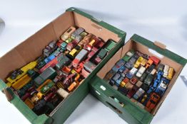 A QUANTITY OF UNBOXED AND ASSORTED PLAYWORN DIECAST VEHICLES, to include Dinky Toys Volkswagen