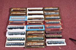 A QUANTITY OF MAINLY BOXED AND PART BOXED OO GAUGE COACHING STOCK, assorted models by Mainline and