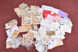 STAMP COLLECTION IN A SMALL BOX WITH WORLDWIDE COLLECTION IN A BATTERED STRAND ALBUM TOGETHER