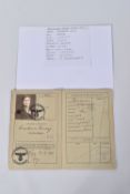 DEUTSCHES REICH TRAVEL PASS FOR BARBARA NOVY, DOB: 14/09/1885, place: Vienna, also included is a