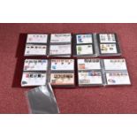 FOUR ROYAL MAIL FDC ALBUMS WITH COLLECTION OF GB FDCS TO 1999, we note a few sponsored types