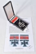 A NICE ORIGINAL KNIGHTS CROSS OF THE IRON CROSS, IT IS believed the parts were made during WW2 but