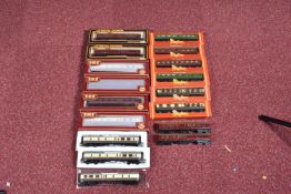 A QUANTITY OF MAINLY BOXED AND PART BOXED OO GAUGE COACHING STOCK, assorted models by Mainline,