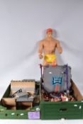 A QUANTITY OF UNBOXED AND ASSORTED PLAYWORN W.C.W. and W.W.F. WRESTLING FIGURES, approx. 35 playworn