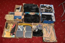 A LARGE COLLECTION OF MOSTLY UNBOXED AND ASSORTED SCALEXTRIC ACCESSORIES AND TRACK, majority are