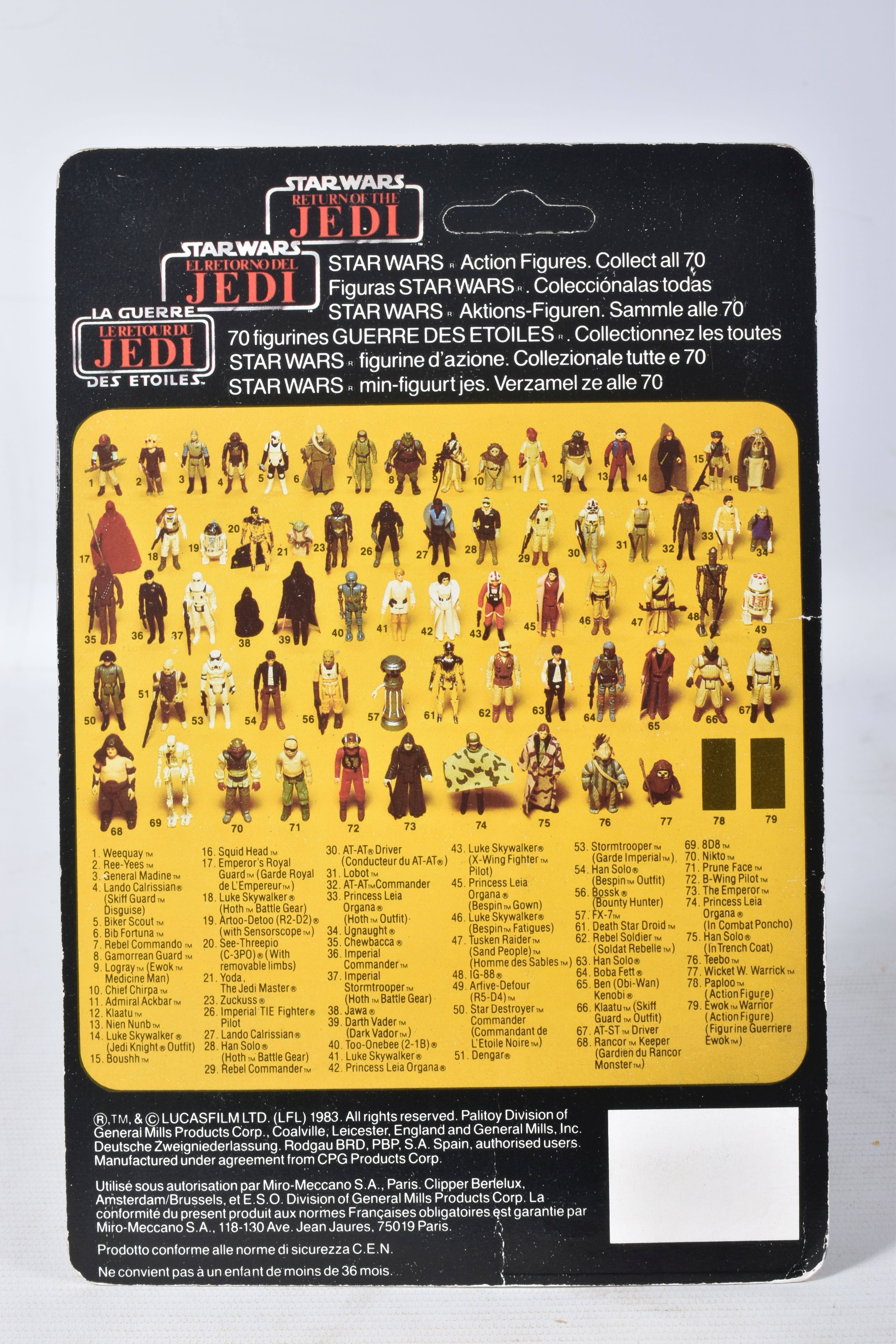 TWO SEALED PALITOY STAR WARS TRILOGO 'RETURN OF THE JEDI' FIGURES TO INCLUDE NIKTO, 1983, 70 back, - Image 19 of 24